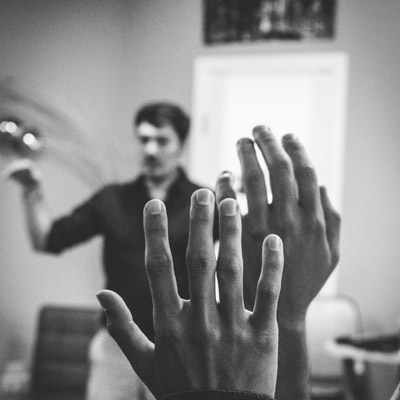 Raising hands to ask questions